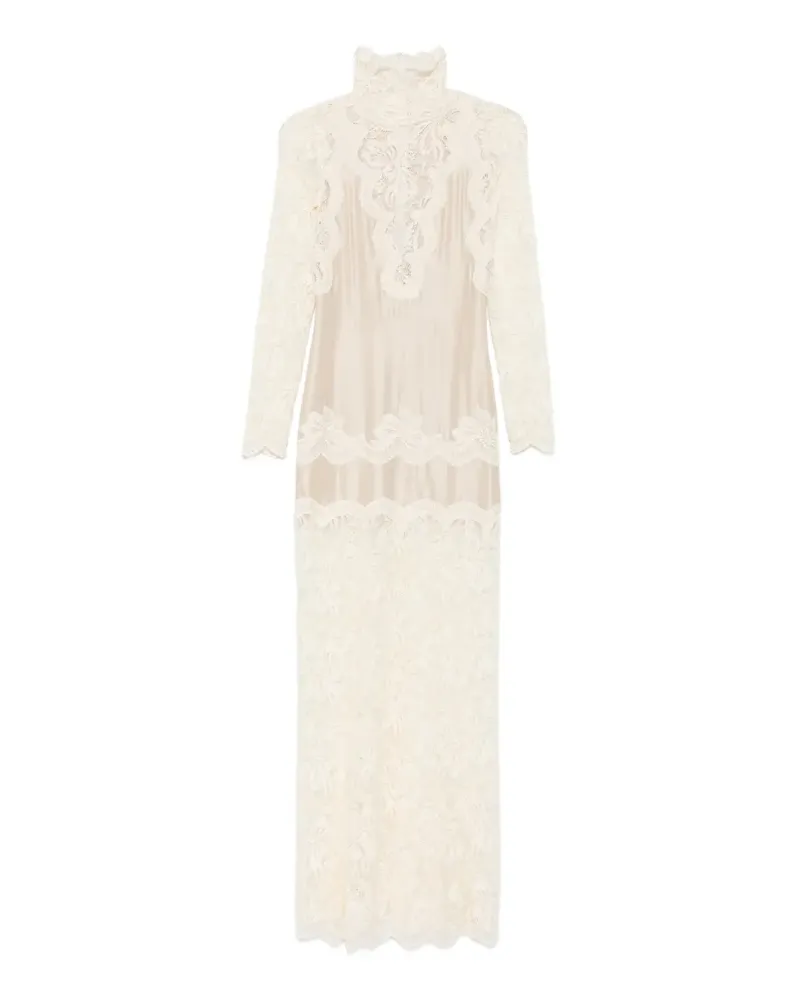 Paco Rabanne Maxikleid mit Spitzeneinsatz - Nude Nude