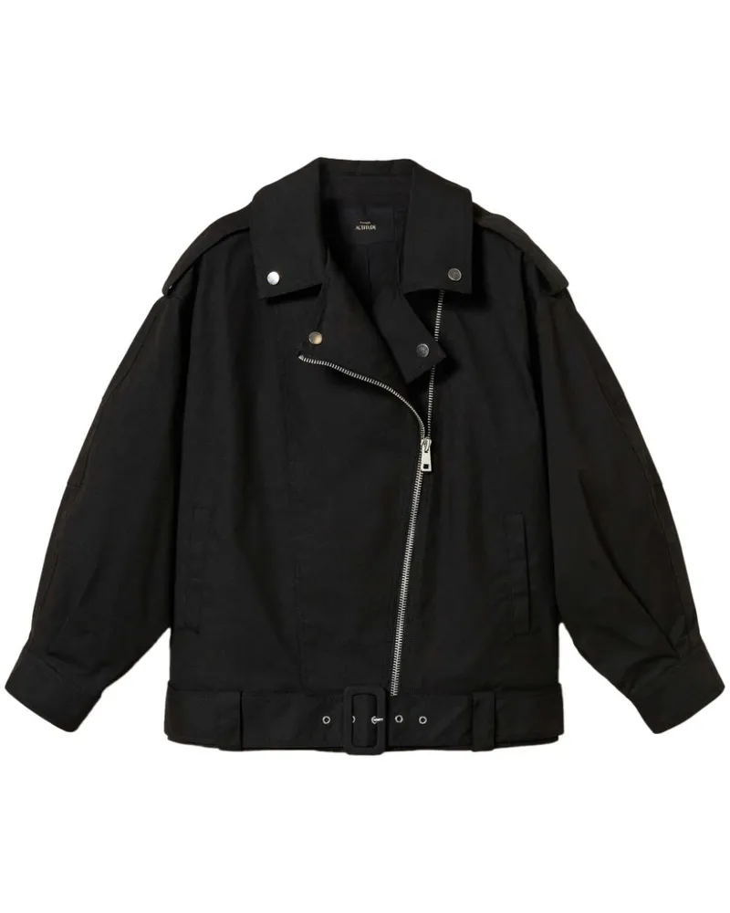 Twin-Set Bikerjacke mit Gürtel - Schwarz Schwarz