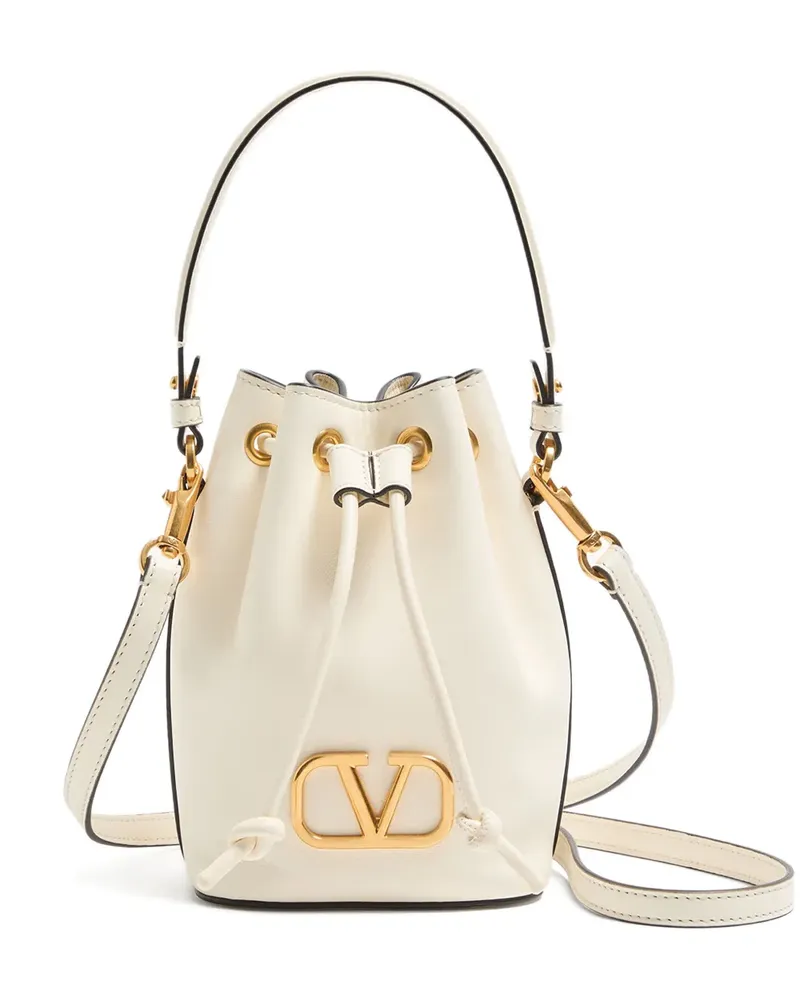 Valentino Garavani mini VLogo Signature leather bucket bag - Nude Nude