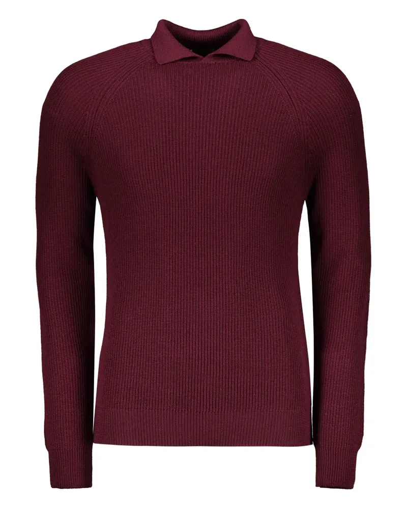 MOORER Gerippter Strickpullover - Rot Rot