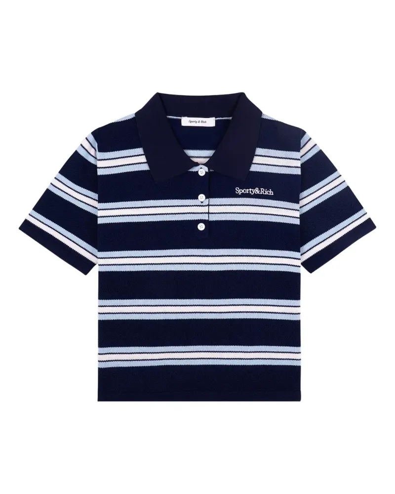 SPORTY & RICH Gestreiftes Poloshirt - Blau Blau