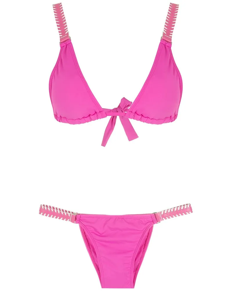Amir Slama Bikini mit Ziernähten - Rosa Rosa