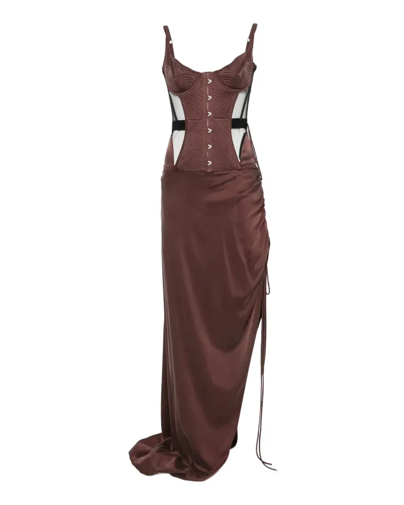 Maria Lucia Hohan Maleena gestepptes Korsagen-Maxikleid - Braun Braun