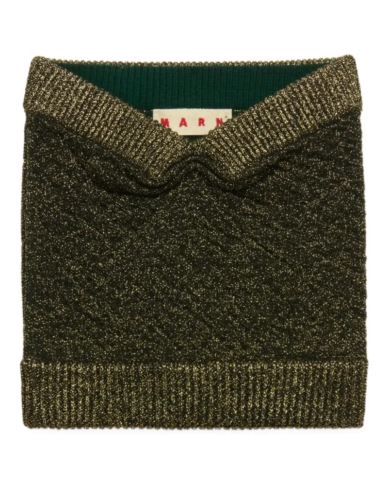Marni black wool strapless top with lurex detailing - Grün Grün