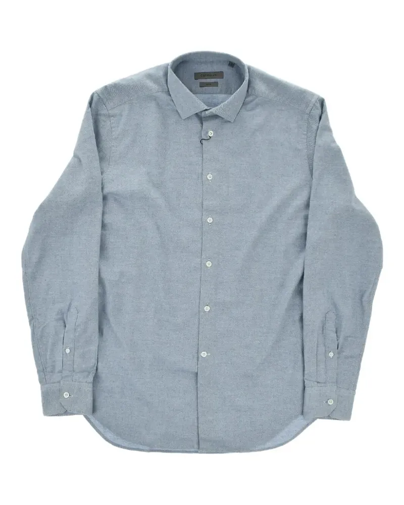 Corneliani Schmales Hemd mit italienischem Kragen - Blau Blau