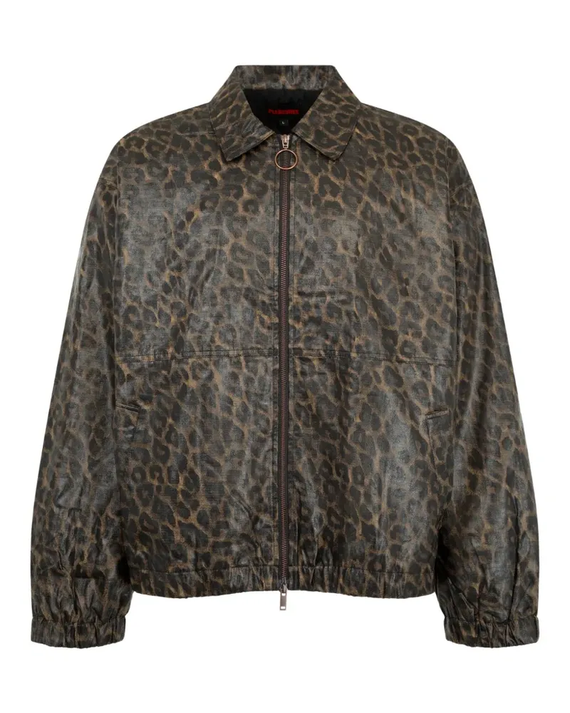 PLEASURES leopard-print waxed jacket - Braun Braun