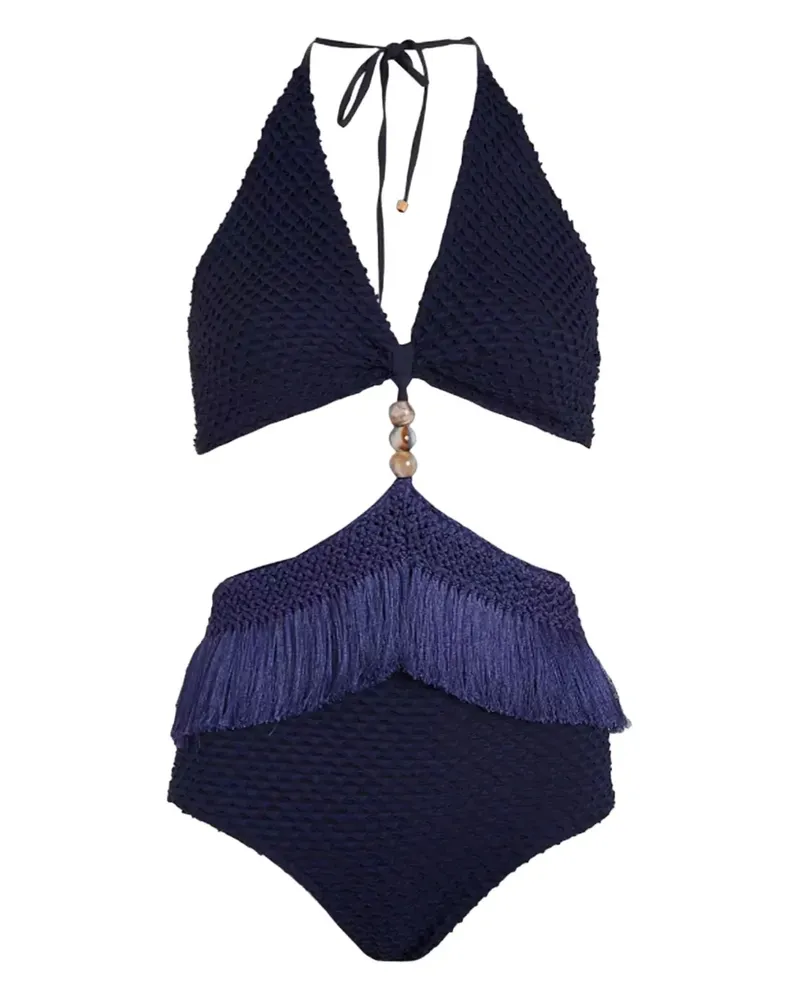 Pat Bo Badeanzug mit Fransen - Blau Blau
