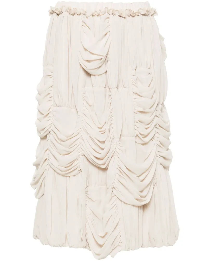 Comme des Garçons Gerafftes Midikleid in A-Linie - Nude Nude