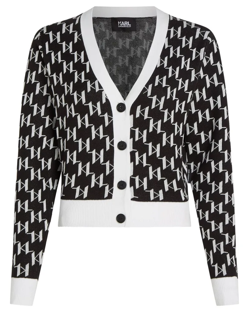 Karl Lagerfeld Cropped-Cardigan mit Monogramm - Schwarz Schwarz
