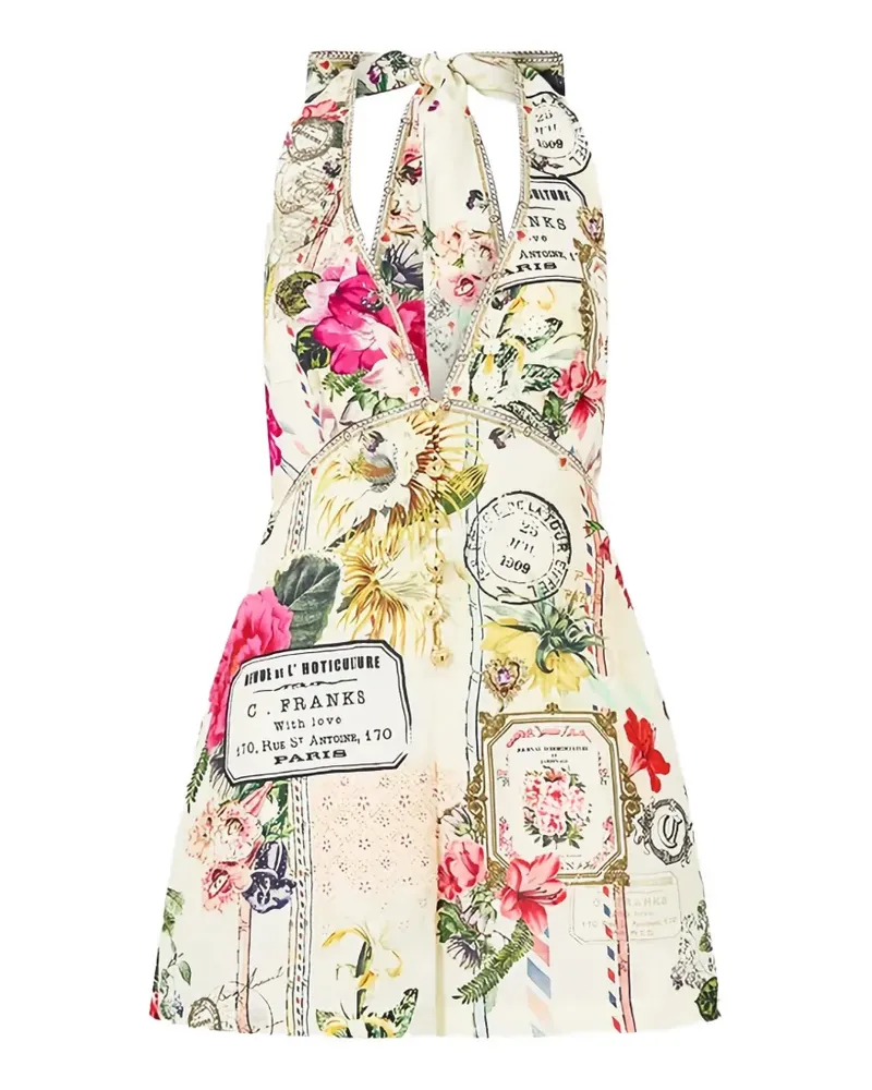 Camilla floral-print halterneck playsuit - Weiß Weiß