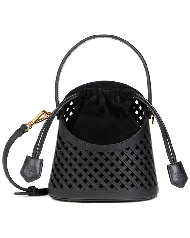 Etro Kleine Saturno Grid Tasche mit Cut-Out Schwarz