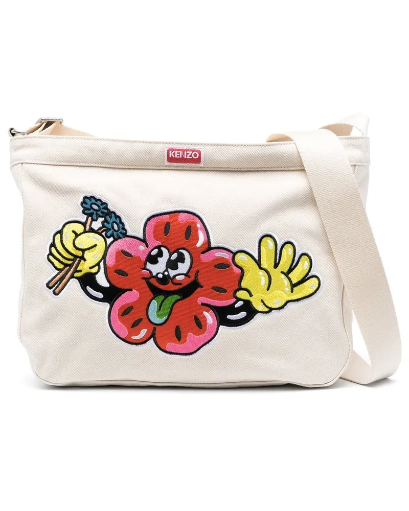 Kenzo Schultertasche mit Logo-Patch Nude