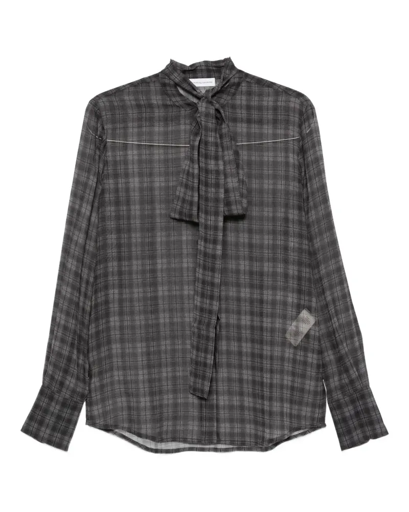 7 for all mankind Kariertes Hemd mit Schleife - Grau Grau