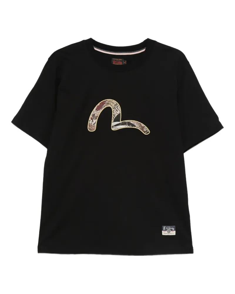 Evisu Seagull Brocade T-Shirt - Schwarz Schwarz