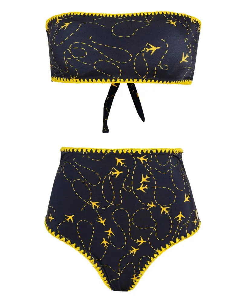 BRIGITTE Bikini mit Flugzeug-Print - Blau Blau