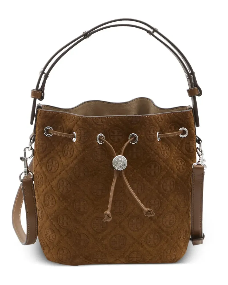 Tory Burch T Monogram Beuteltasche aus Wildleder - Braun Braun