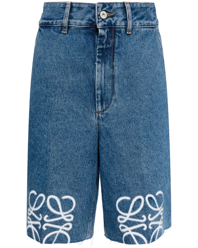 Loewe Weite Jeans-Shorts mit Anagram-Stickerei - Blau Blau