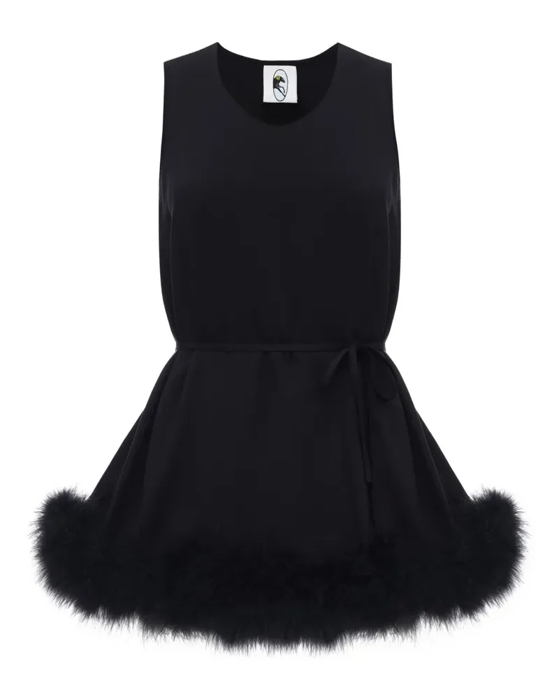 SLEEPER Bisou Bisou feathers top - Schwarz Schwarz
