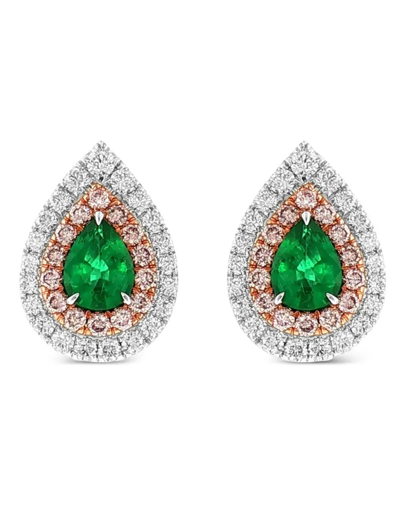 HYT Jewelry Hängeohrringe mit Diamanten und Smaragden - Silber Silber