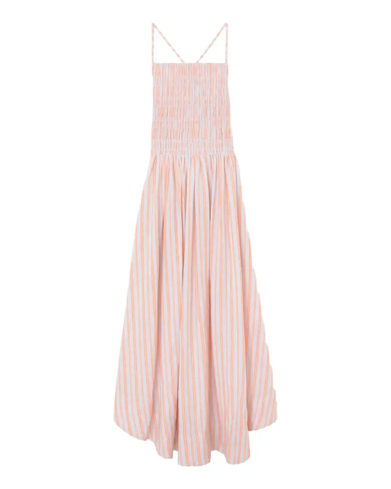 Ganni striped shirred dress - Blau Blau