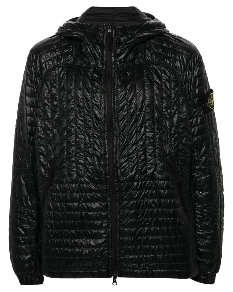 Stone Island Jacke mit Kompass-Patch - Schwarz Schwarz