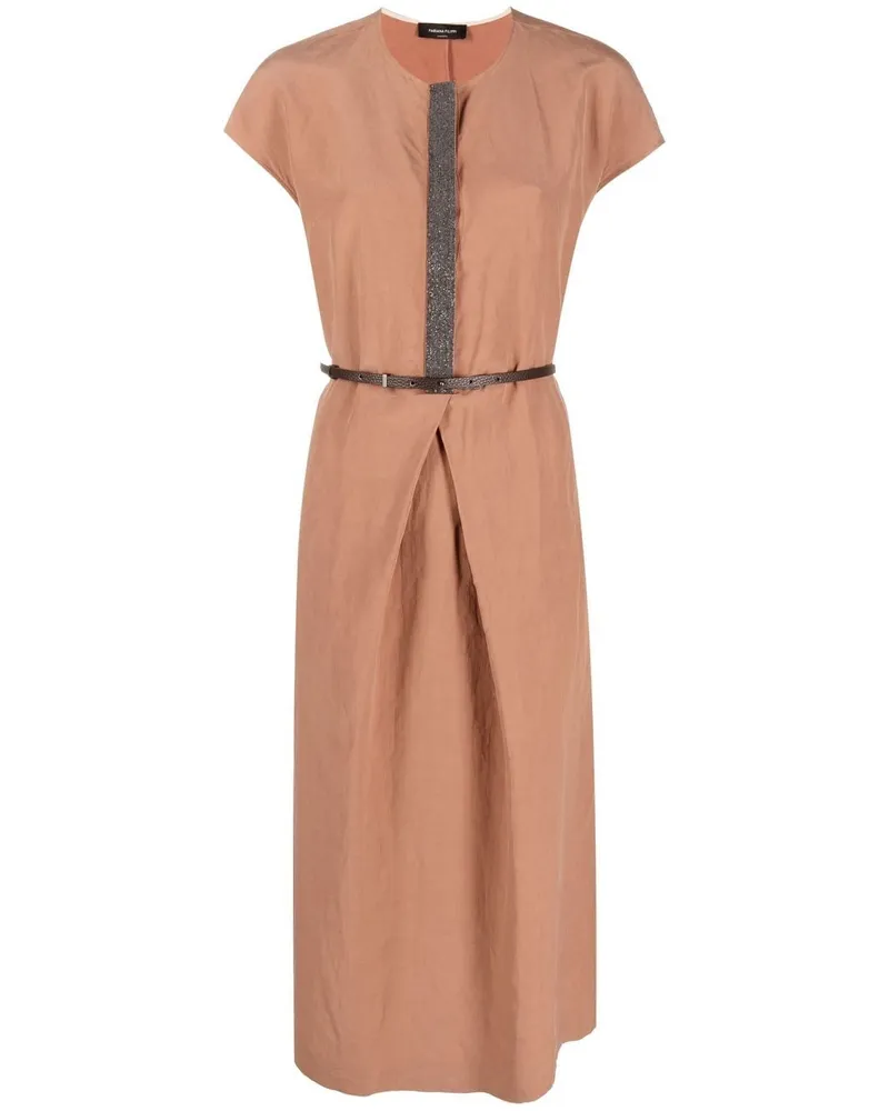 Fabiana Filippi Midikleid mit Perlen - Rosa Rosa