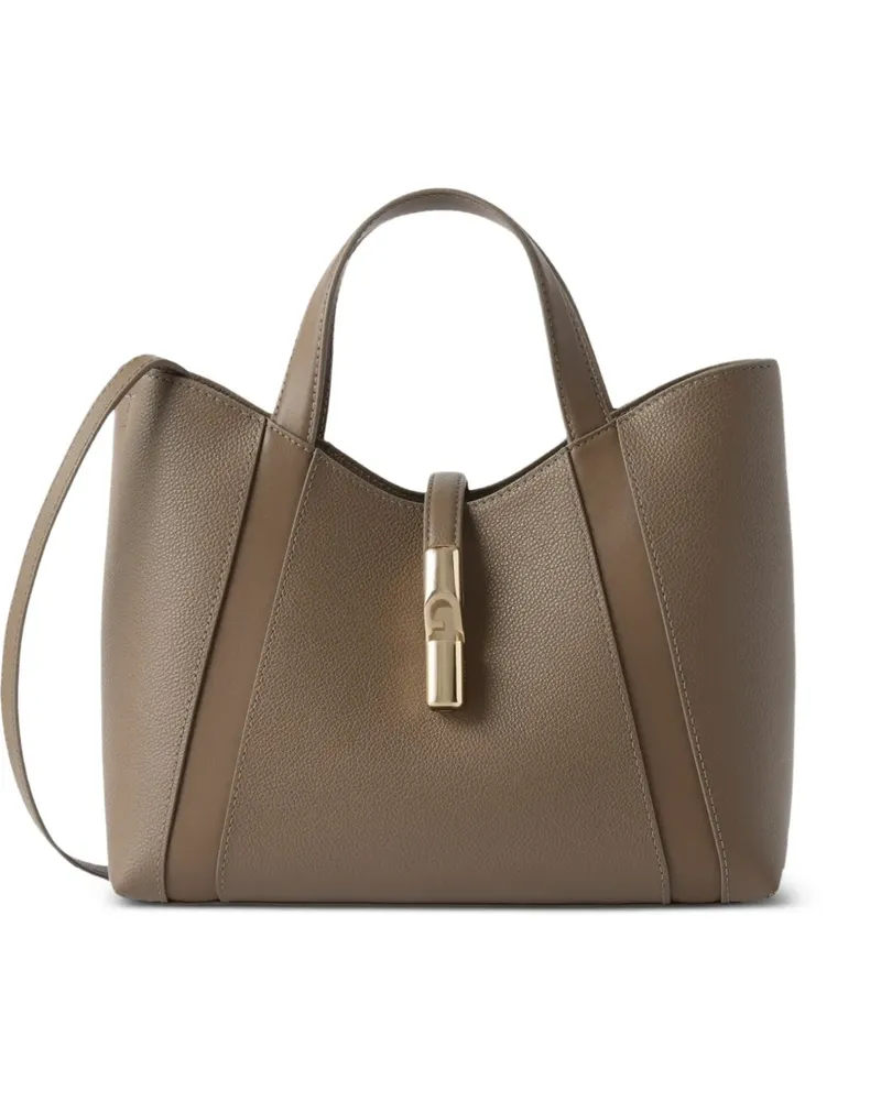 Furla Goccia grained leather tote bag - Nude Nude