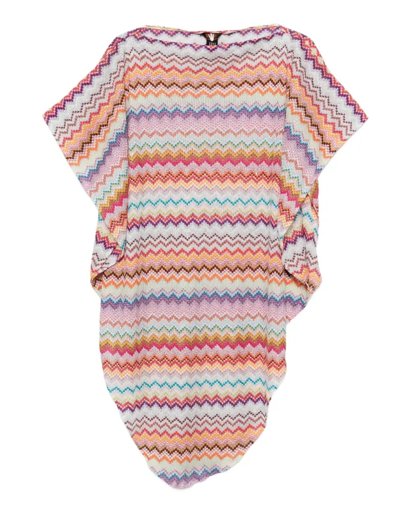Missoni zigzag-knit boat-neck poncho - Rosa Rosa
