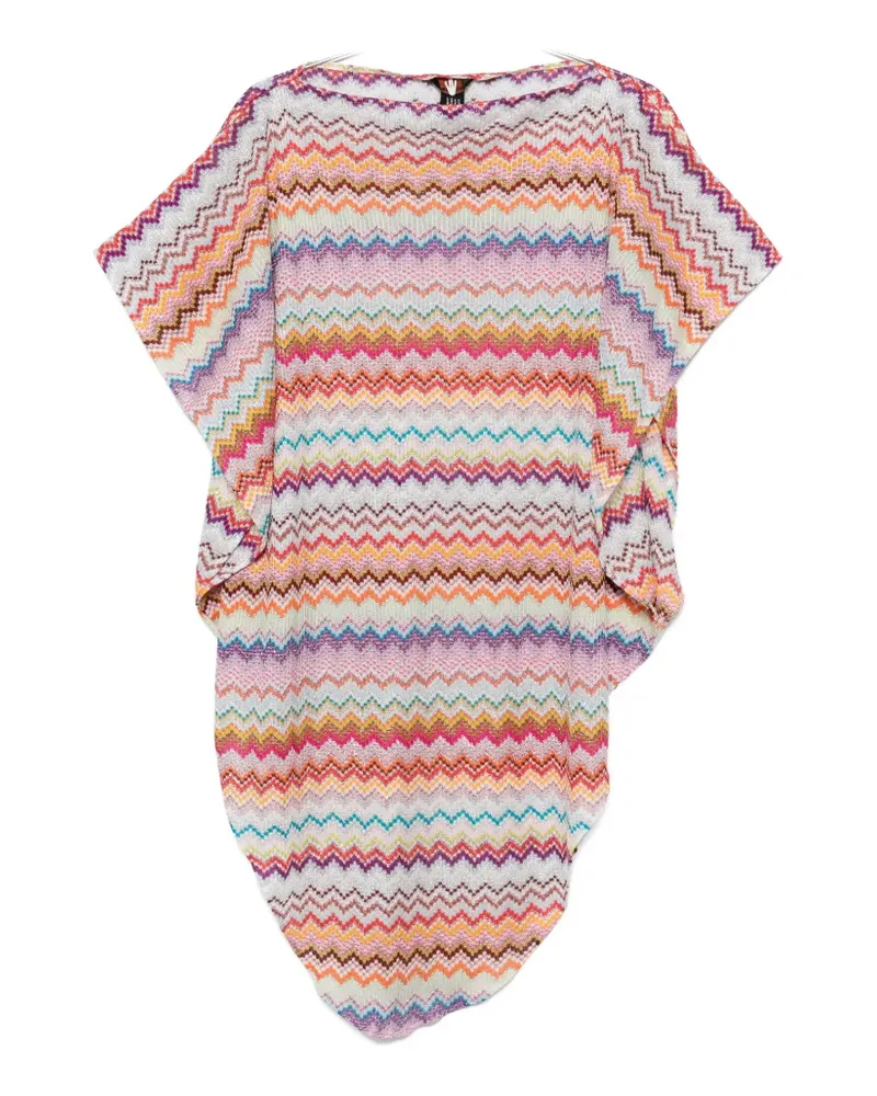 Missoni zigzag-knit boat-neck poncho - Rosa Rosa