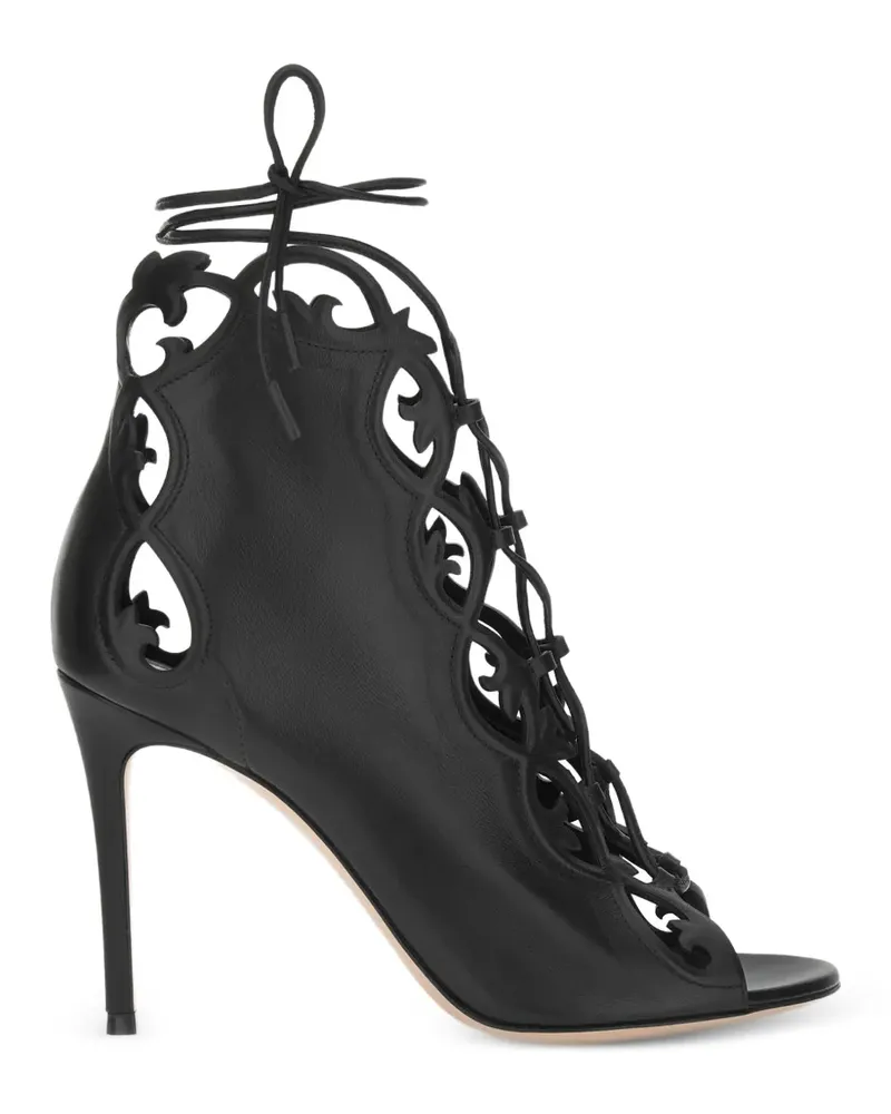 Gianvito Rossi Schnürstiefel mit Laser-Cuts - Schwarz Schwarz