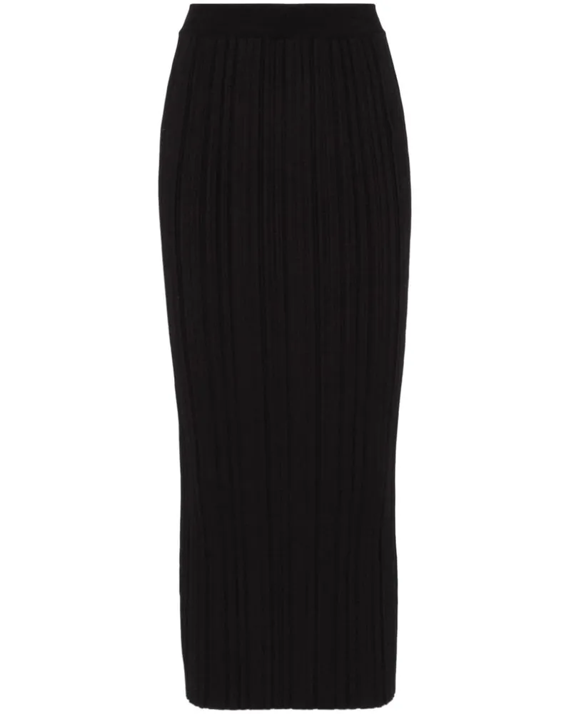 Balmain Midirock mit Falten - Schwarz Schwarz