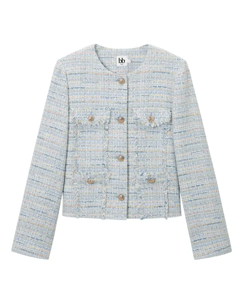 b+ab Tweed-Jacke mit Fransen - Blau Blau
