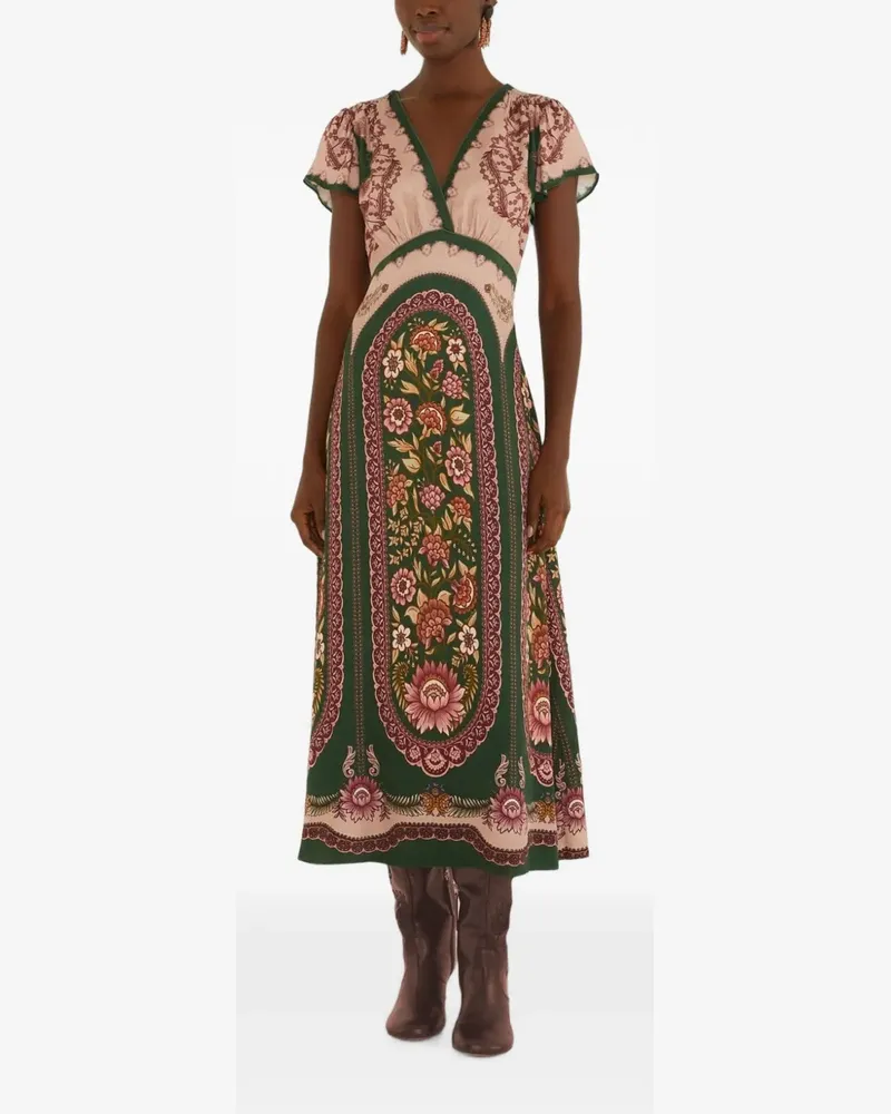 FARM Rio Daniela floral-print V-neck midi dress - Nude Nude