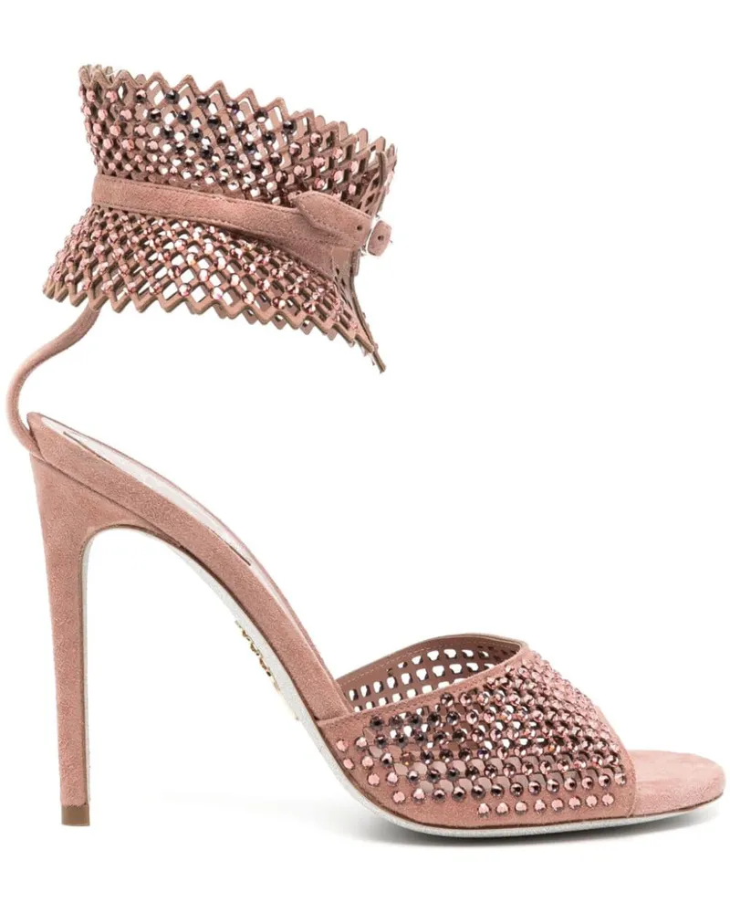 René Caovilla Sandalen mit Kristallen 110mm - Rosa Rosa