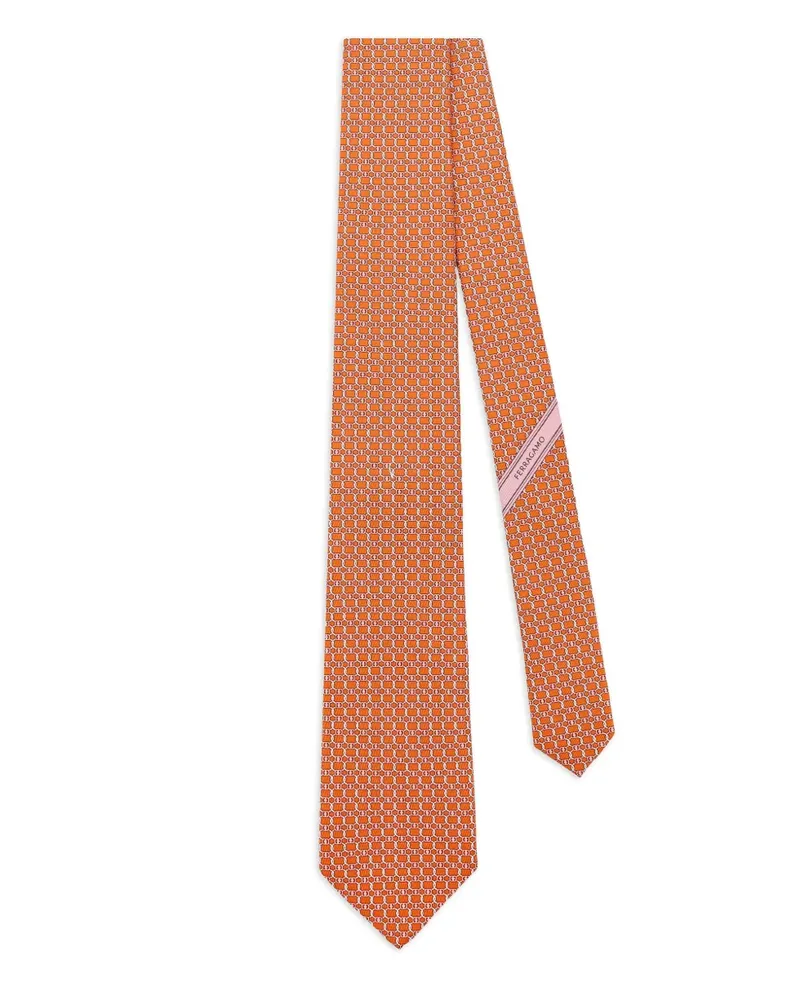 Ferragamo Krawatte mit Kettenmuster - Orange Orange