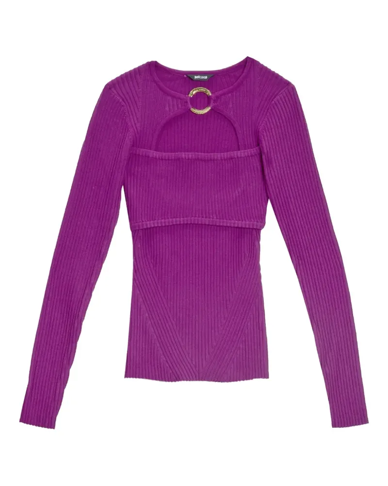 Just Cavalli Gerippter Pullover mit Cut-Outs - Violett Violett