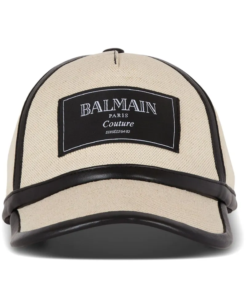 Balmain Baseballkappe aus Canvas mit Logo-Patch - Nude Nude