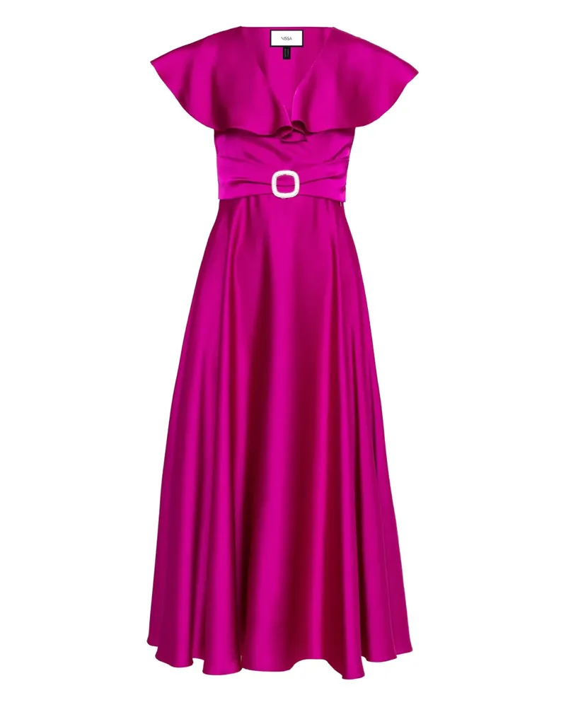 NISSA ruffled satin midi dress - Violett Violett