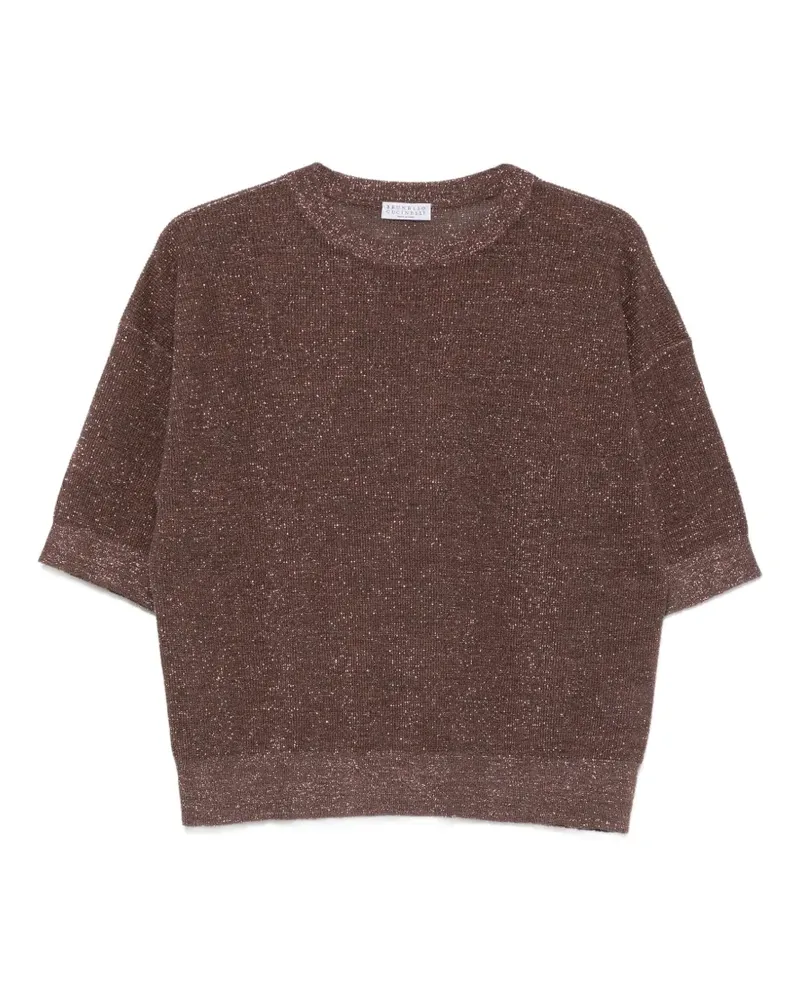 Brunello Cucinelli metallic-effect T-shirt - Braun Braun