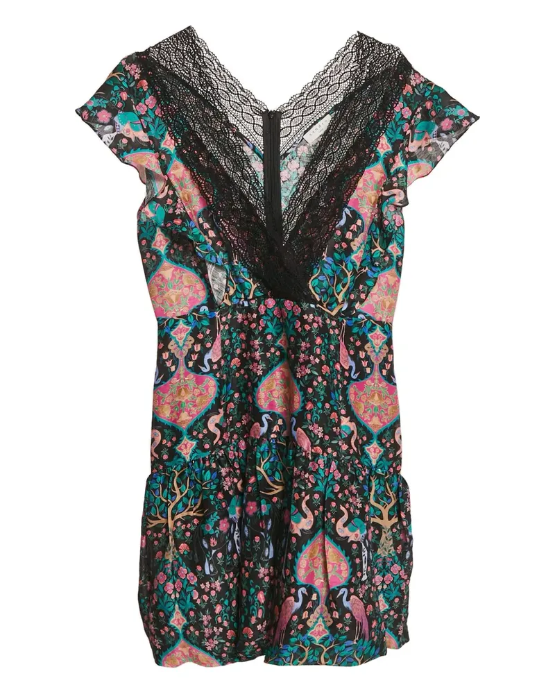 Sandro Kleid mit Vogel-Print - Schwarz Schwarz