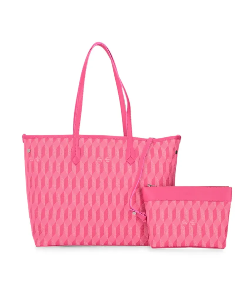 AU DÉPART Tote 47 monogram-jacquard leather-trim tote bag - Rosa Rosa