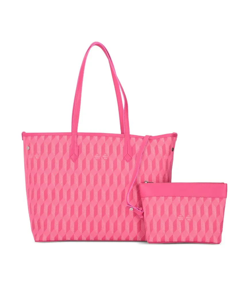 AU DÉPART Tote 47 monogram-jacquard leather-trim tote bag - Rosa Rosa