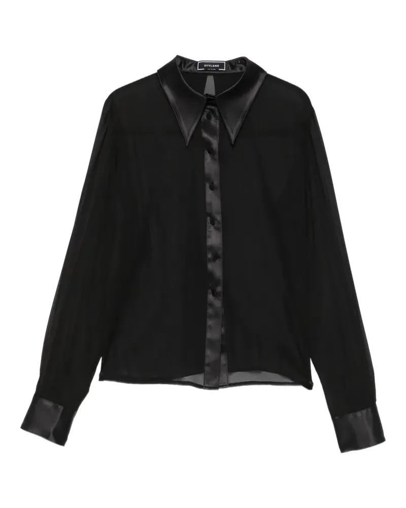 STYLAND sheer silk-chiffon shirt - Schwarz Schwarz