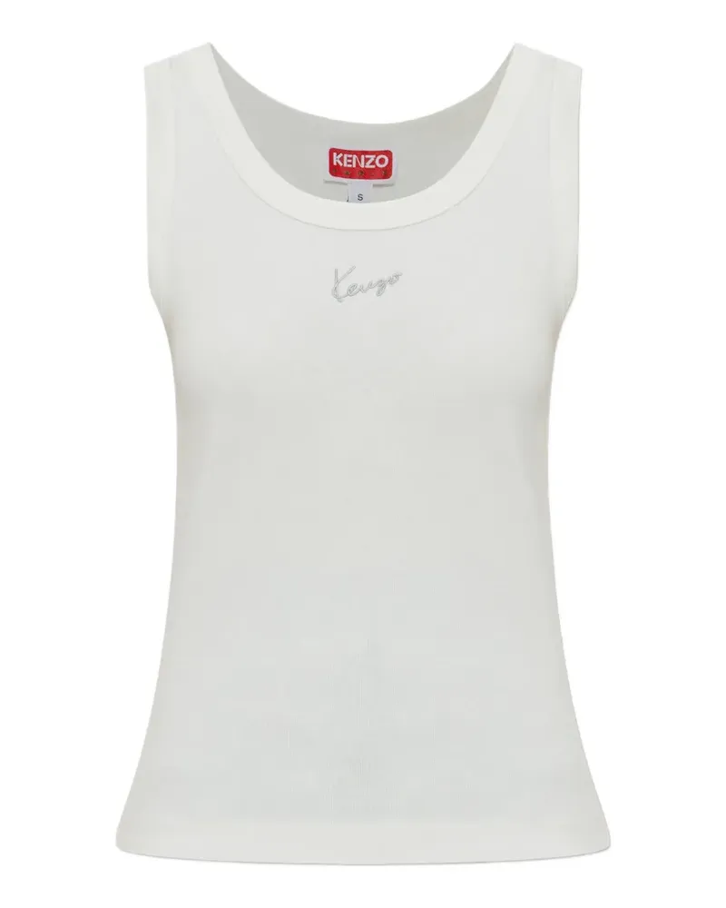 Kenzo Signature logo-embroidered cotton tank top - Nude Nude