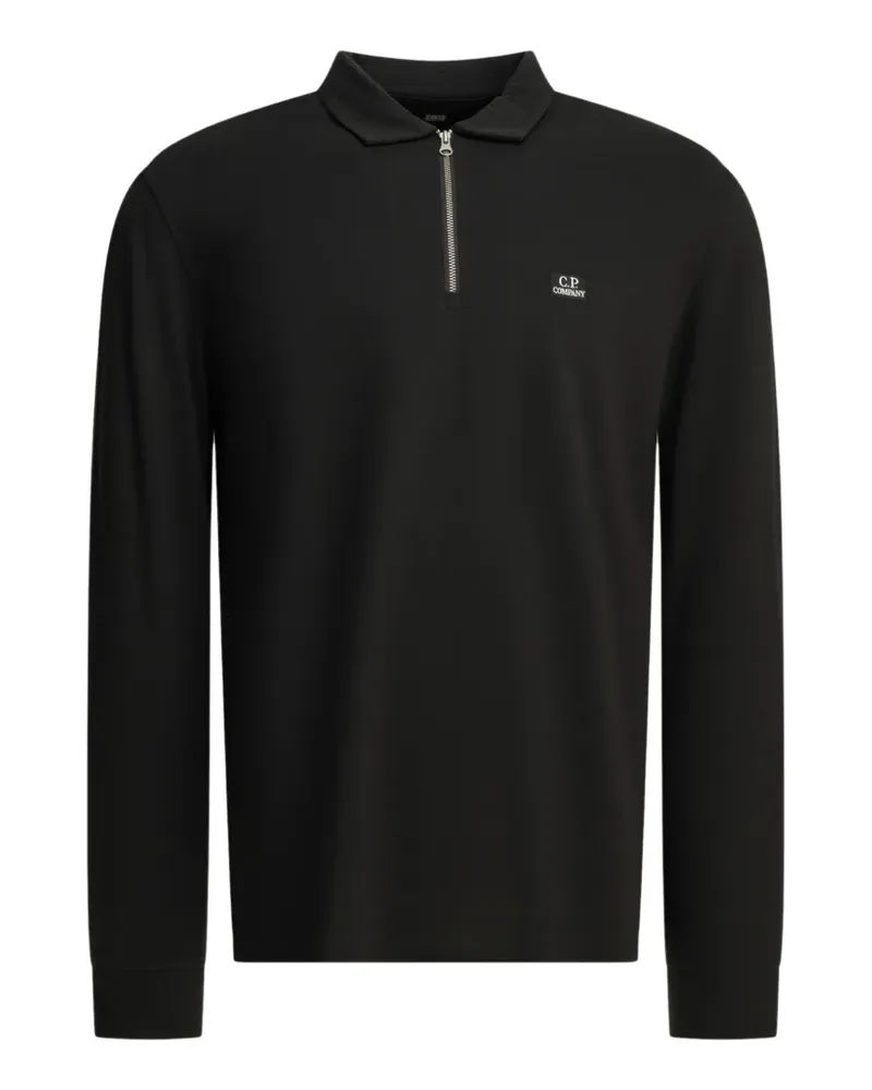 C.P. Company Langärmeliges Poloshirt mit kurzem Reißverschluss - Schwarz Schwarz
