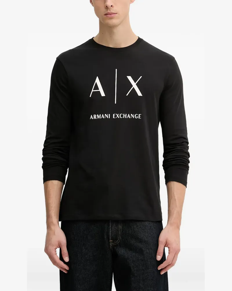 Armani Exchange logo-print long-sleeve T-shirt - Schwarz Schwarz