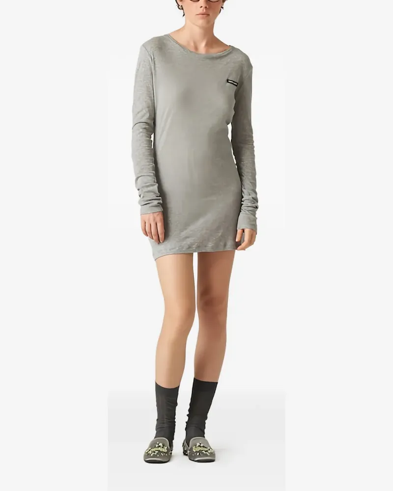 Miu Miu Geripptes Minikleid aus Jersey - Grau Grau