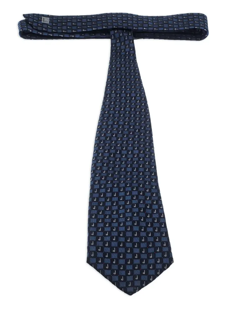 Dunhill 1990s Krawatte mit Jacquardmuster - Blau Blau