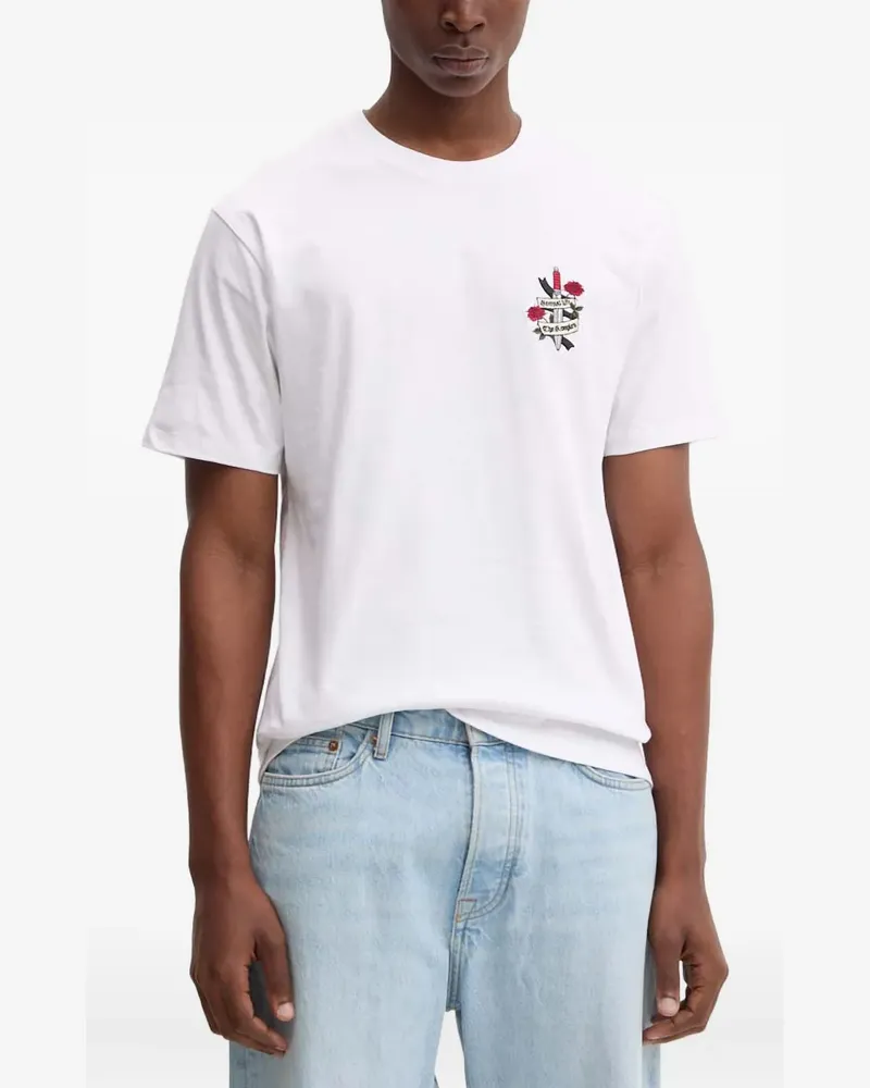 The Kooples embroidered-detail crew-neck T-shirt - Weiß Weiß