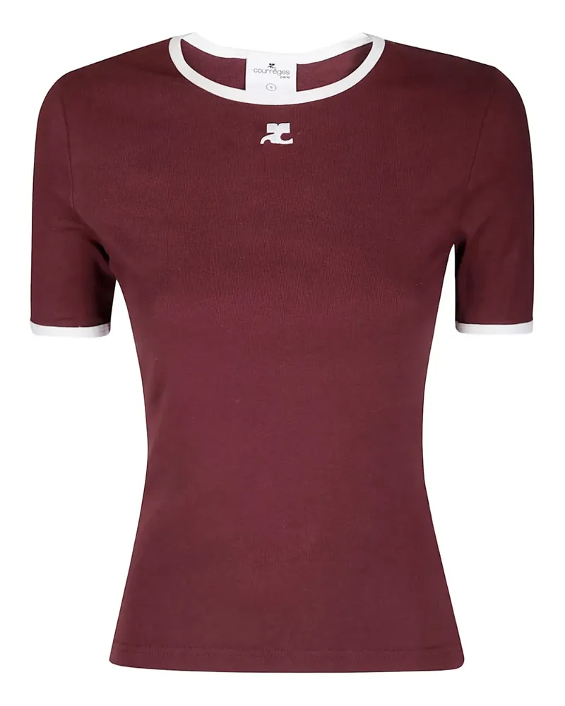 Courrèges T-Shirt mit Kontrastdetail - Rot Rot